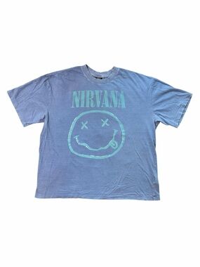 Cotton On Nirvana blue smiley face cotton t-shirt